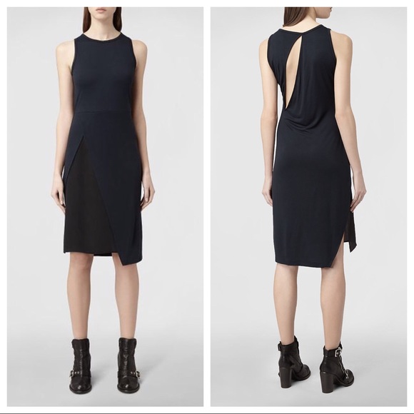 All Saints Dresses & Skirts - All Saints Black & Navy Carine Dress Sz 10 NWOT